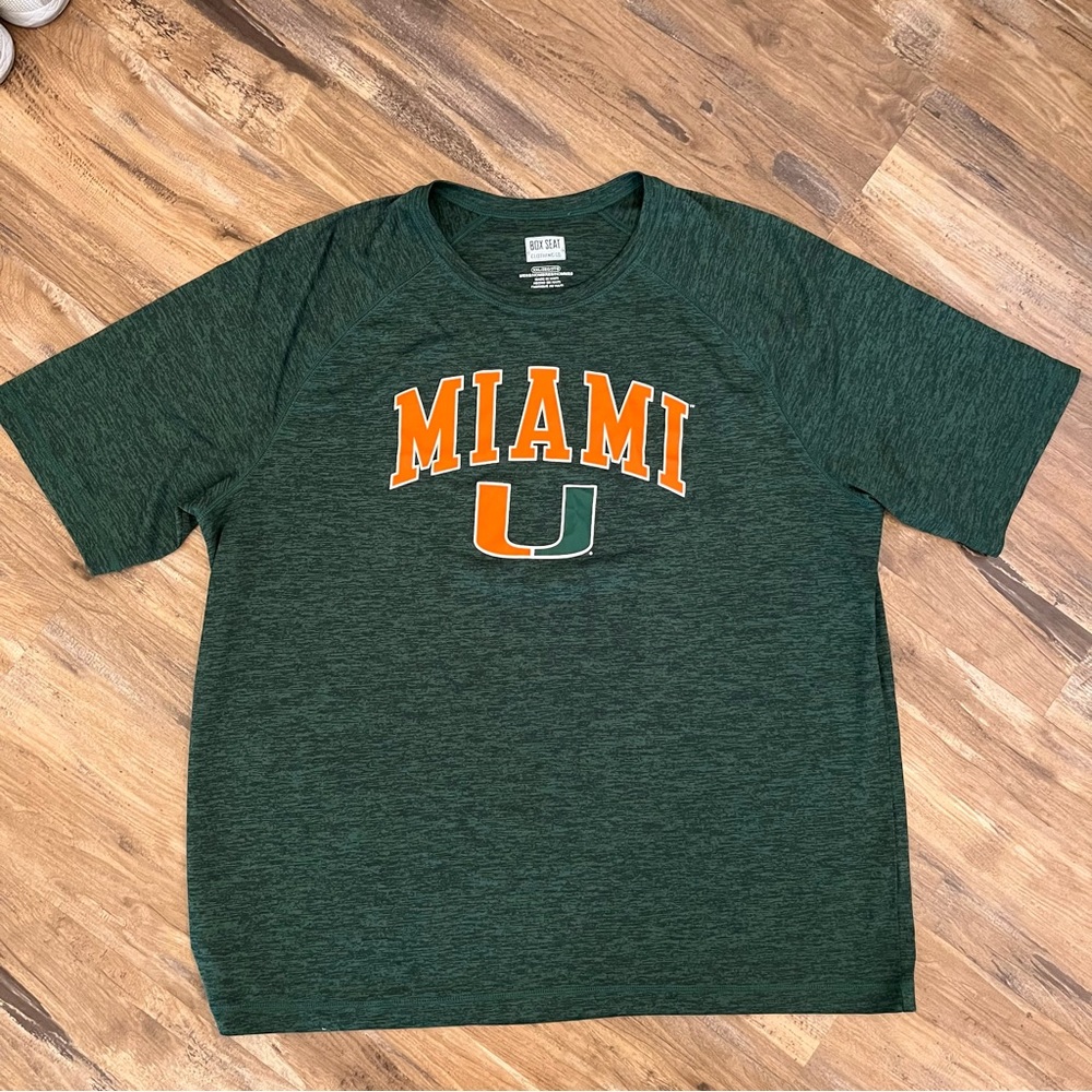 Mens box seat clothing Miami hurricanes big logo performance t shirt sz XXL